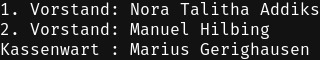 Namen der Vorsitzenden